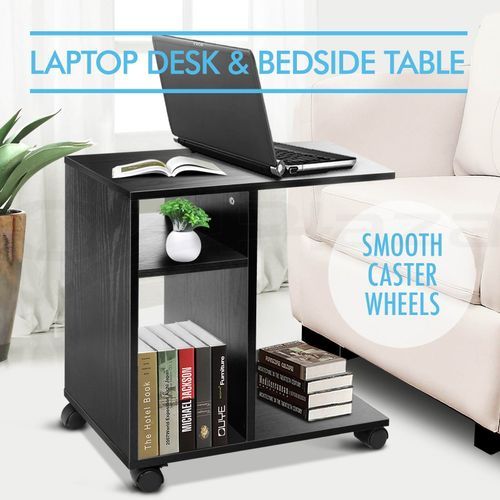 Black Laptop Table - Side Table With Wheels