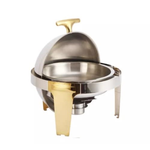 Stainless Steel Round Rolling Chafing Dish - Gold