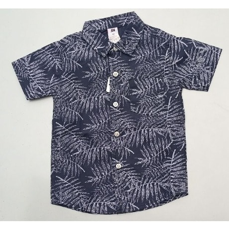 Boy's Floral Print Cotton Short Sleeve Shirt