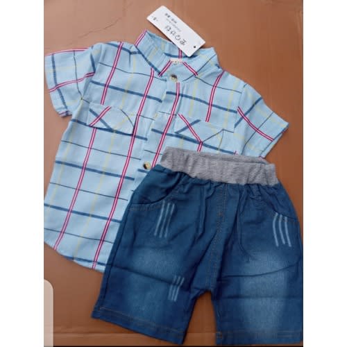 Boy's Plaid Shirt And Shorts