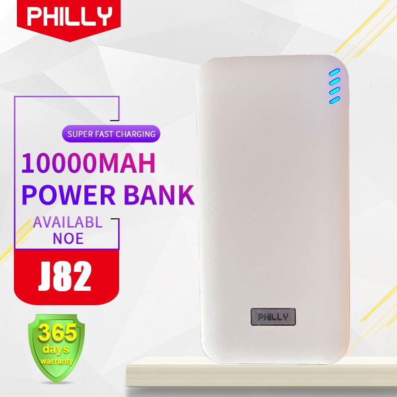 J82White 10000Mah DualOutput Fast Charging Power-Bank
