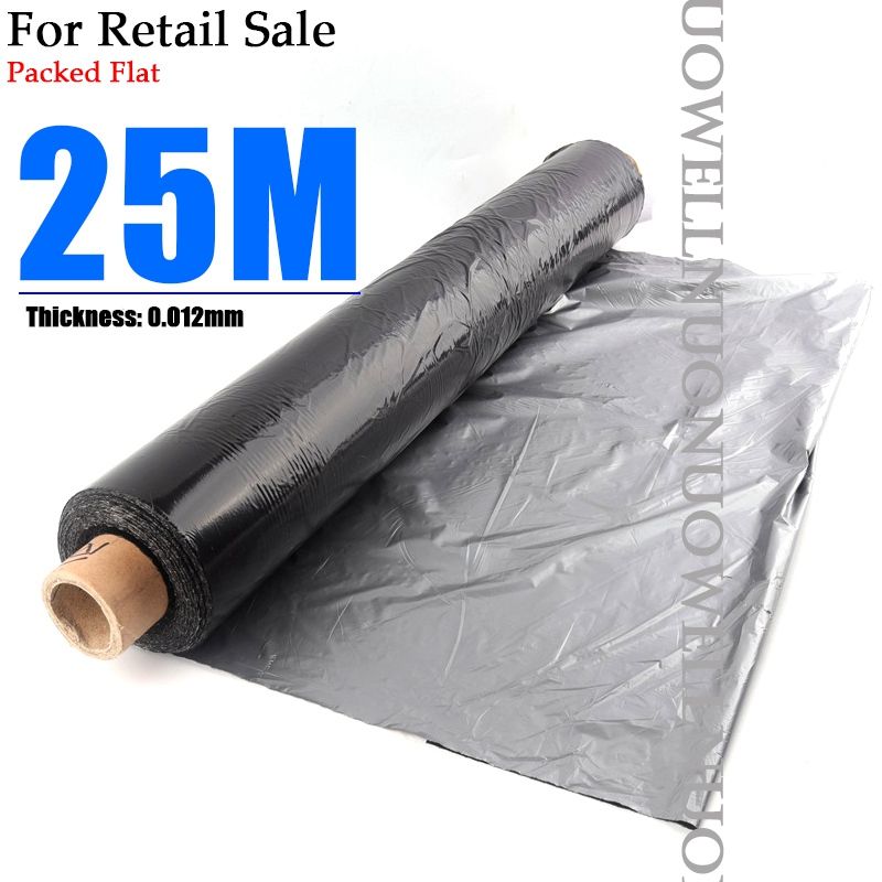 5~30M Thickness 0.012mm Agricultur Silvery Black Reflective Plastic Mulch Film Greenhouse-25M