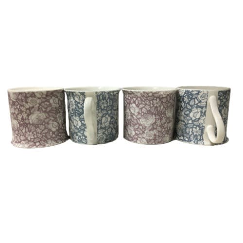 Home Floral Palace Shaped Mugs - 4 Pieces -  8-Ounce