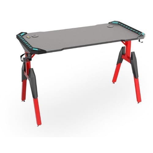 Modern V Shaped Rgb Led Lights Gaming Table 1.2m - Black & Red
