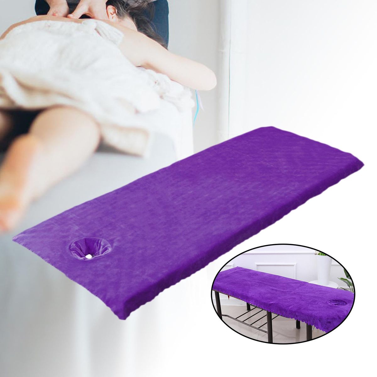 Massage Table Sheet Covers With  Breath Hole Soft For Beauty Purple