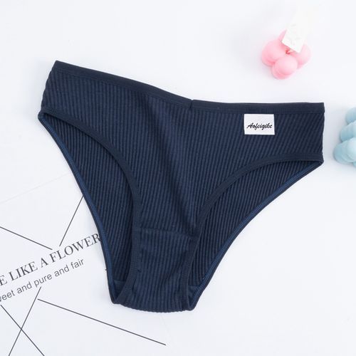 Cotton Panties Female Underpants Sexy Panties For Women Briefs Underwear Comfortable Ladies Pantys Lingerie 6 Solid Color(#dark Blue)