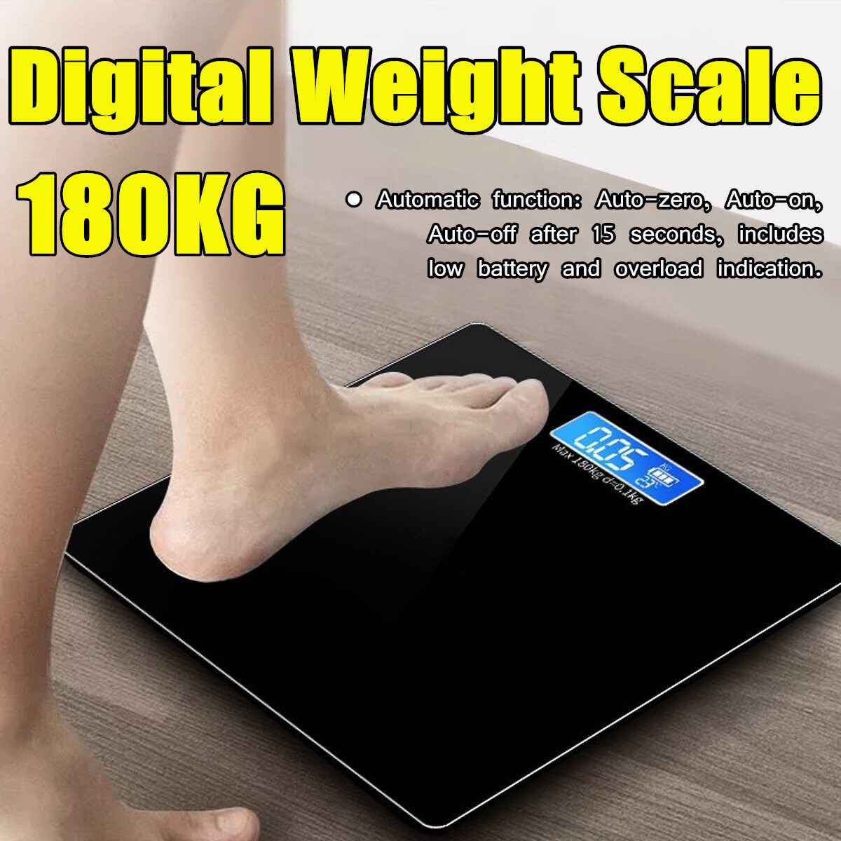 180KG LCD Digital Body Weight Scale Fitness Health Balance -Black