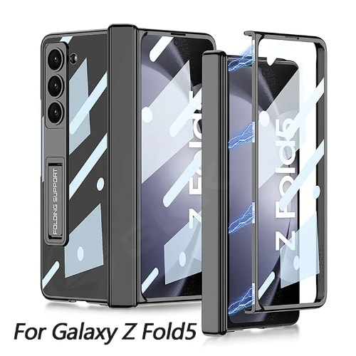 Z Fold 5 Phantom Clear Defender Magnet Case With Glass Protector & Kickstand