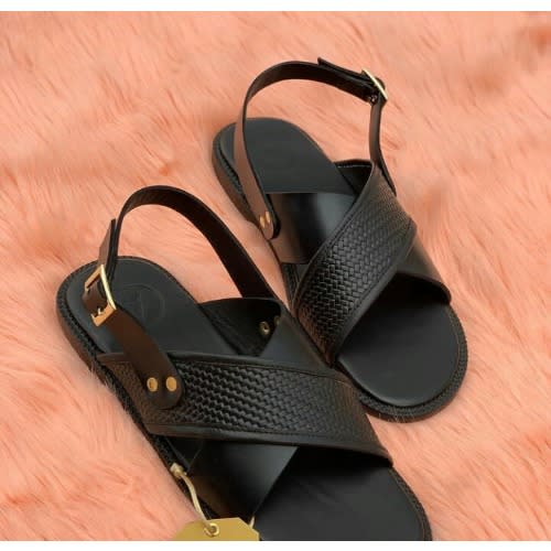 Male Basket Crossed Black Sandals