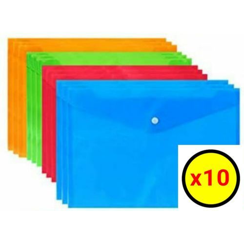 Plastic Clear Bag, Thick Envelope, Document Storage Bag, File, Folder Transparent Bag - 10 Pieces