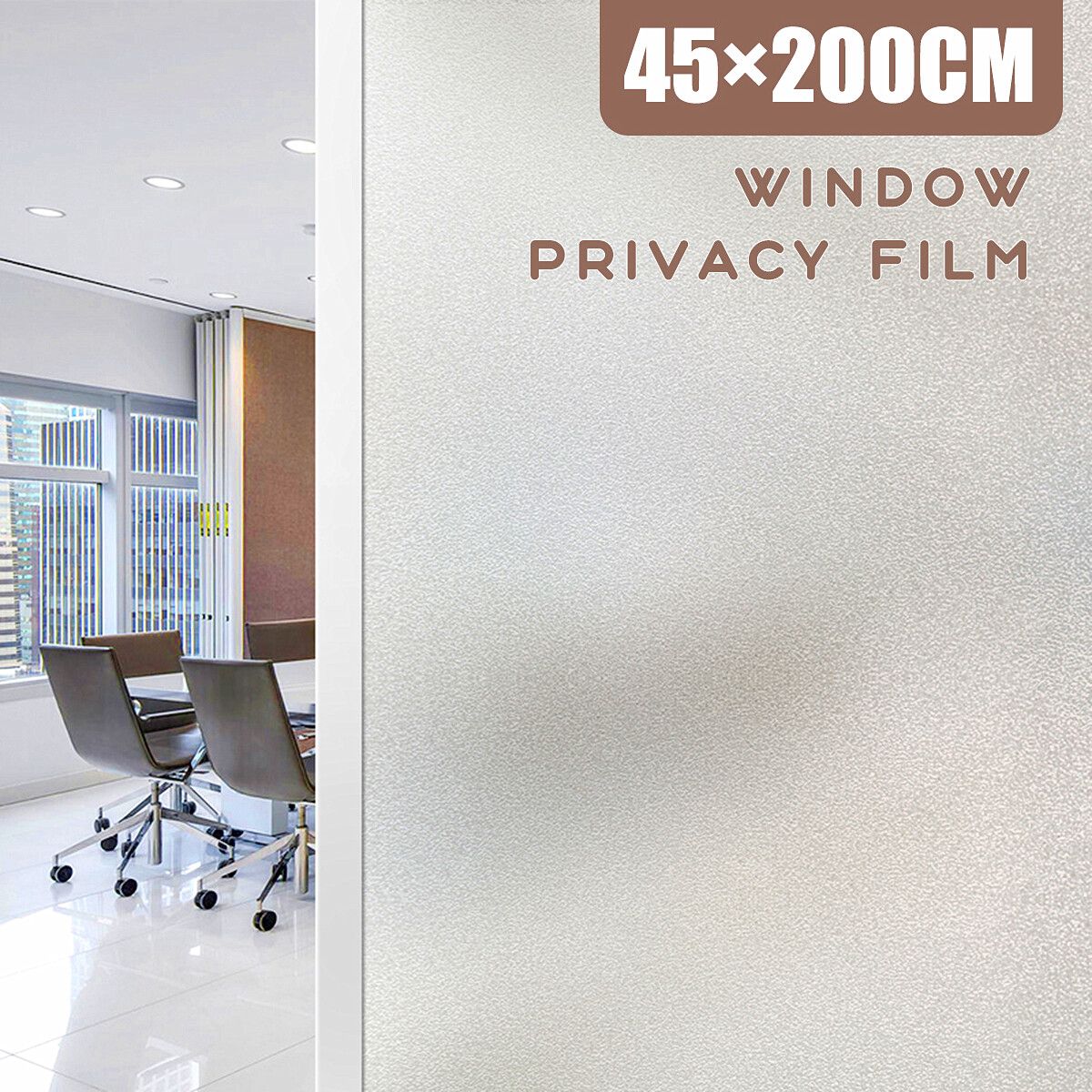 45x200cm Frosted Privacy Glass Film Cling Anti-UV Door Window Sticker Decor