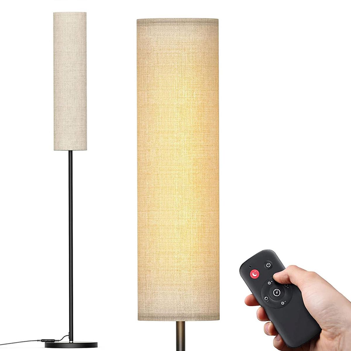 126LEDs Floor Lamp 12W 800Lumens Standing Tall Lamp with Magnetic Remote Controller 2800K-7000K Adjustable Color Temperature Stepless Dimming 1H/2H/3H Timing Function Night Light for Living Room Bedroom