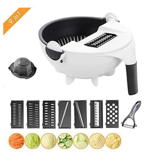Multifunction Magic Rotate Vegetable Cutter 9 Dicing Blades
