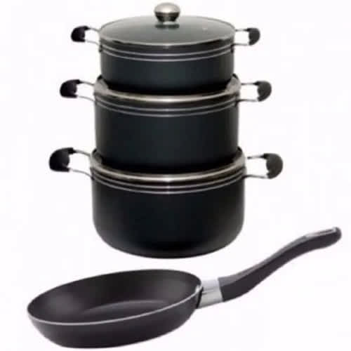 Non-stick Pot Set With Frypan With Lid Cover - 4 Piece