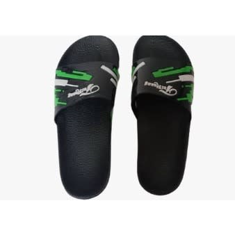 Men Rubber Slippers- Black / Green