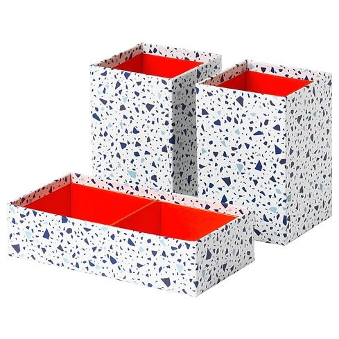 MOjlighet Storage  Box -  Red/Mosaic Patterned - Set Of 3