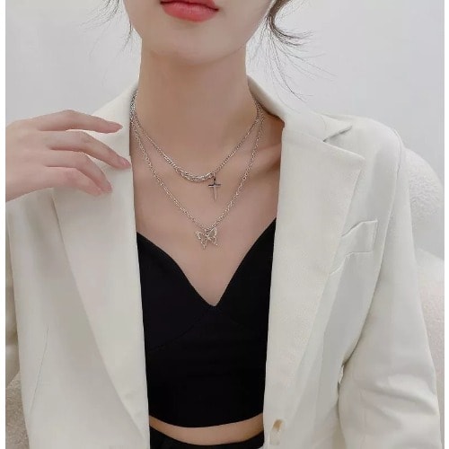 Double Layer Chain & Pendant For Women.