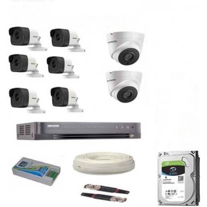 6 Pieces Outdoor 2 Pcs Indoor 5mp Cctv Dvr Surveillance Camera System