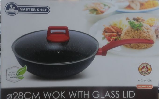 Marble Effect Non-Stick Frying Pan With Glass Lid