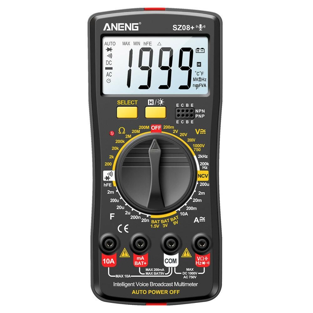 ANENG SZ08 Digital Multimeter Ultra-thin Storage Professional Multimetro Auto Voltmeter AC DC 220V Resistance Handhold Testers