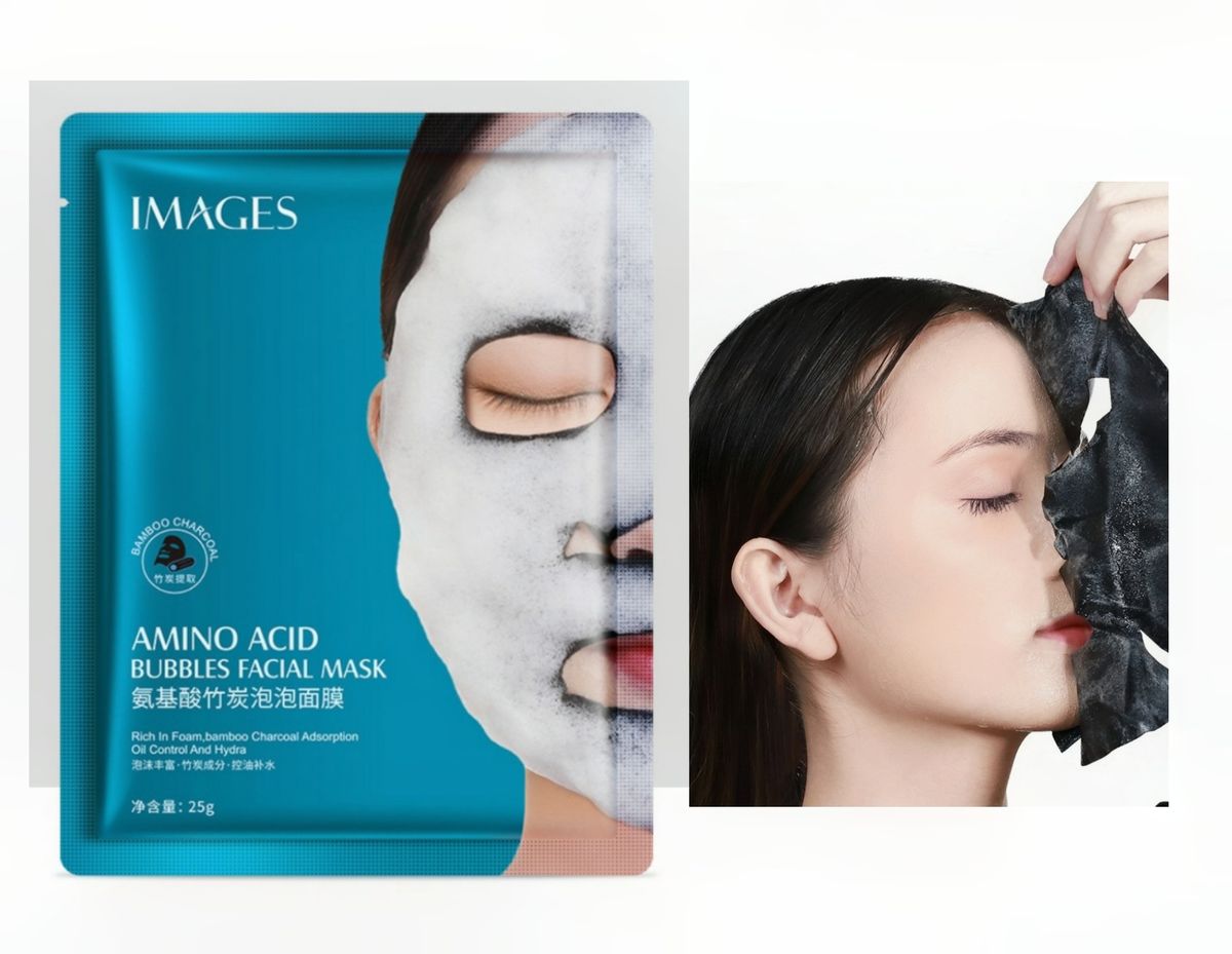 A Bubble Oil Control Face Mask Sheet With Bamboo Charcoal.