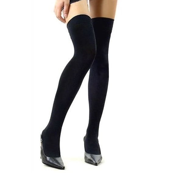 Over The Knee Socks Thigh High Cotton Stockings - Black
