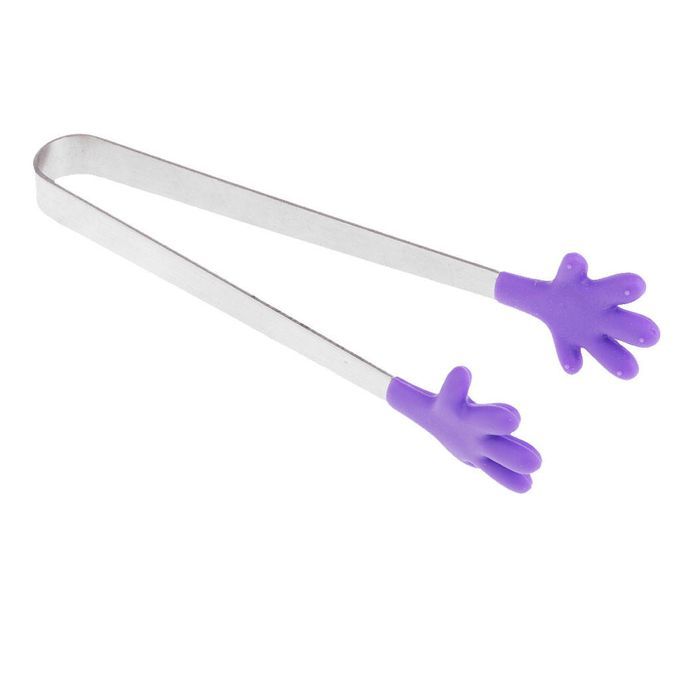 Silicone Ice Clip Palm Shape Food Tongs Sugar Cake Barbecue Purple