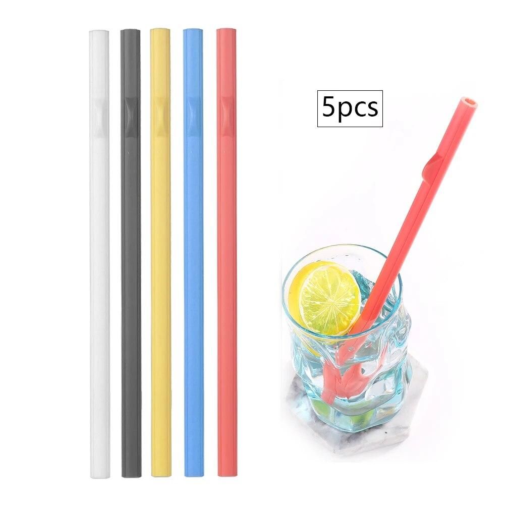 5PCS Reusable Drinking Straw Set Detachable ABS Drinking Straws Easy Clean Household Dinner Bar Supplies Eco-Friendly Drinkware