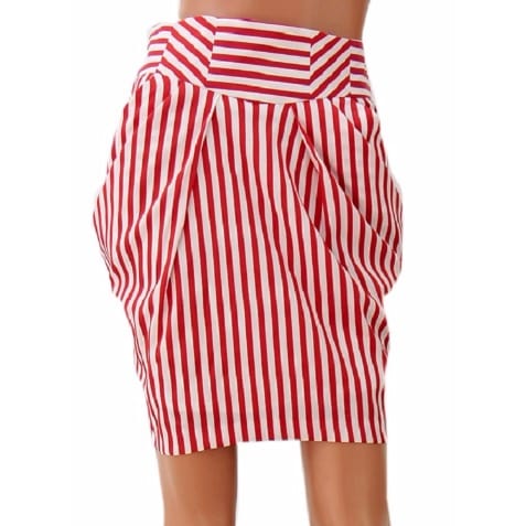 Ladies Candy Kane Skirt - White  Red