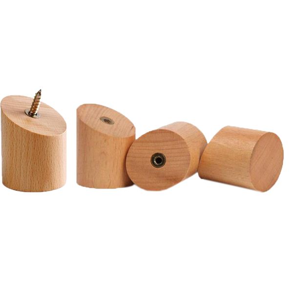 4 Piece Natural Wooden Wall Mounted Coat Hooks