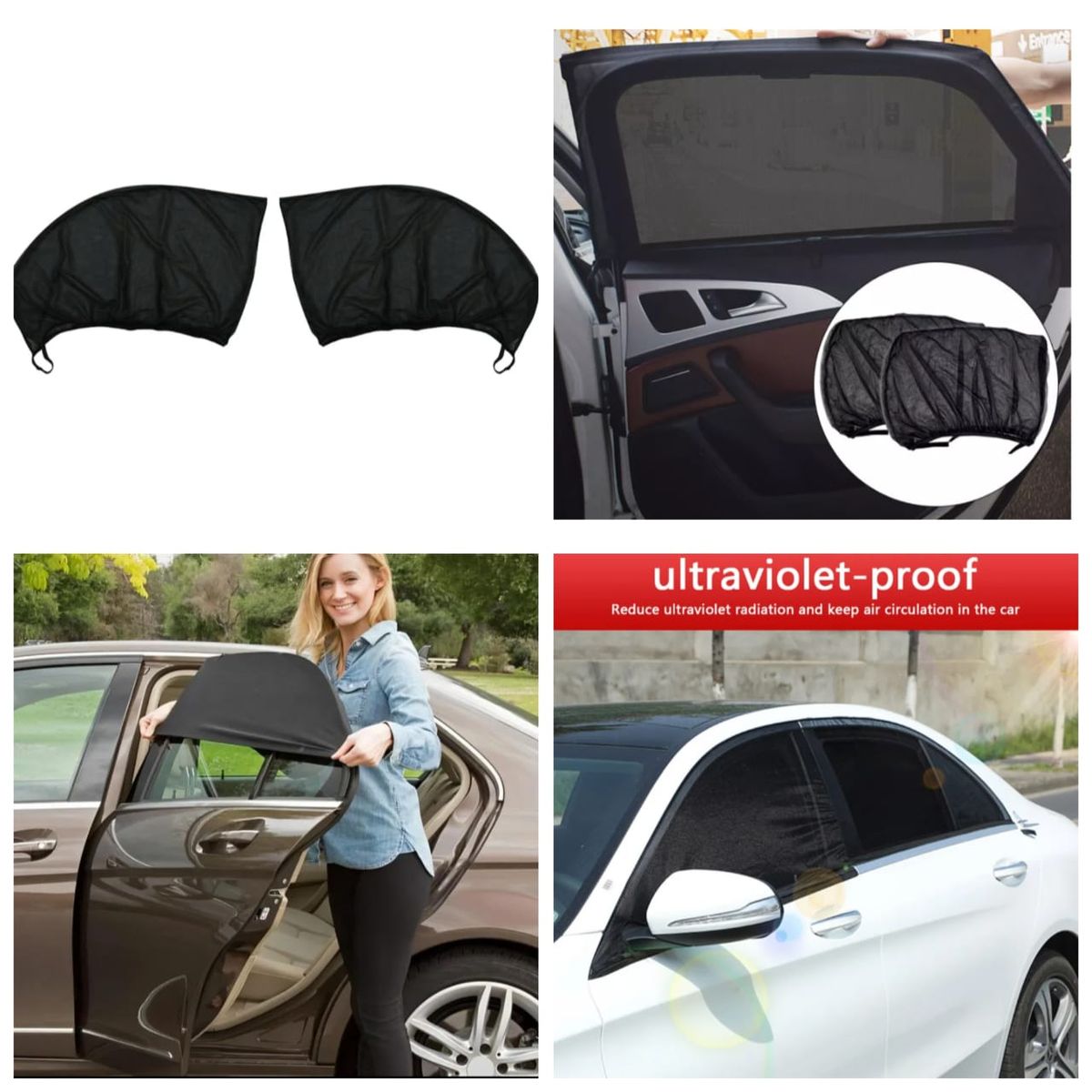 Universal Car Window Sunshade/curtain/ Insect Removal Net