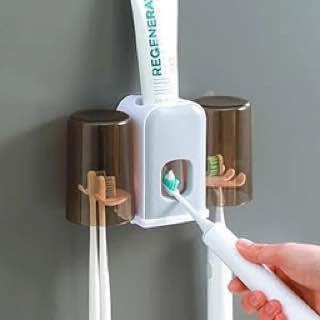 Toothbrush Holder Wall Mounted Toothpaste Dispenser