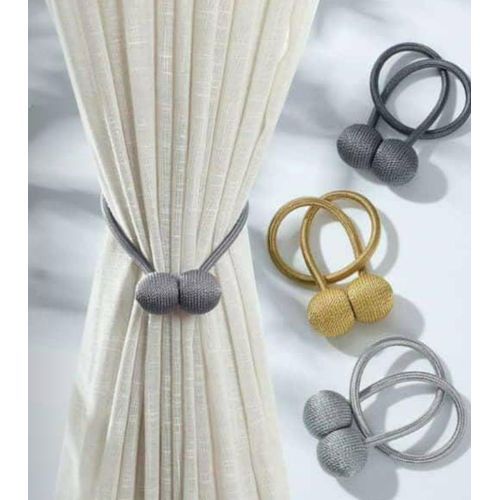 Magnetic Polyester Curtain Tieback Holder Hooks-Creamy White