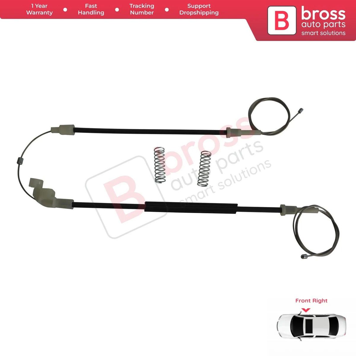 Bross Auto Parts BWR5256 Window Regulator Set Front Right 30623449 30860192, 30865717, 30896810 for Volvo S40 V40 Made in TURKEY