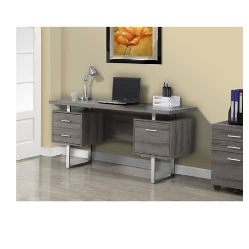 60" Silver Metal Computer Desk - Dark Taupe