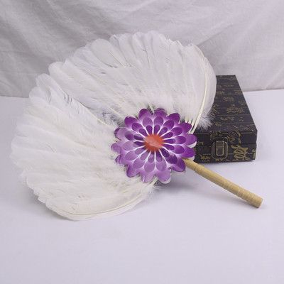 Wood 1pc Fan Wedding Party Craft Zhuge Fan Feather Black Hand Vintage Dance Decoration Chinese Liang Goose Accessories Feather