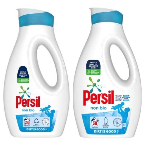 Non Bio Laundry Washing Liquid Detergent, 38 -1026ml and 24 -648ml Washes