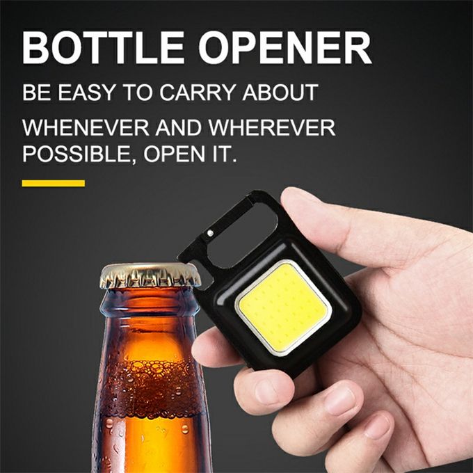 Mini Cob Lamp With Keychain For Multi-Purpose Bottle Opener