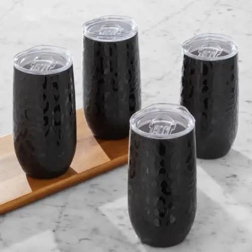 Stainless Steel Insulated Flute Tumblers With Lids, 4 Pack - 14oz.