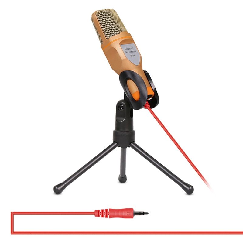 Yanmai SF666 Professional Condenser Sound Recording Microphone With Tripod Holder, Cable Length: 1.3m(Gold)