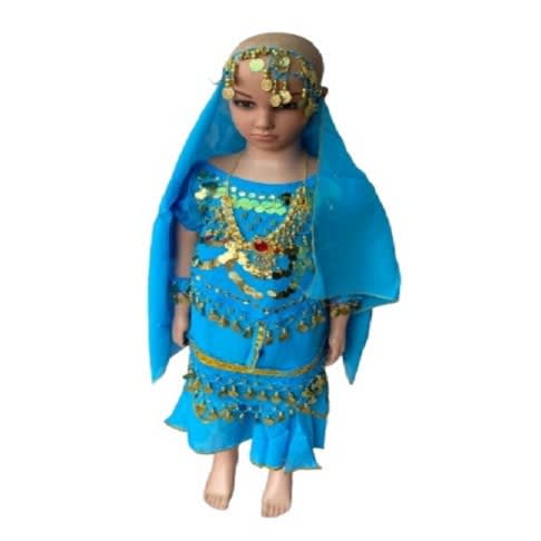 New Belly Dance Indian Skirt Girls Costume-blue