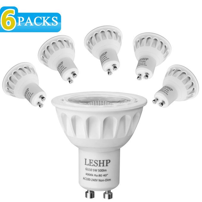 LESHP GU10 AC100-240V 5W LED Spotlight 4000K 500LM Non-Dimmable 40&deg; Beam Angle White
