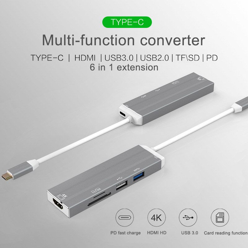 USB-C HUB,Adapter 6 In 1