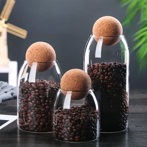 Set Of 3 Bottles With Cork Lid Kitchen Storage Canister - 500ml/800ml/1100ml
