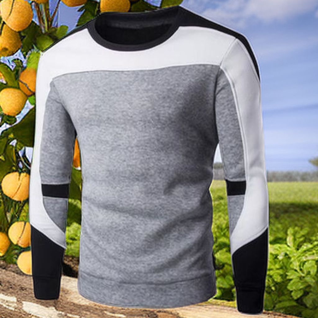 Men's Trendy Multi Long Sleeve Shitrs Sweatshirts T-Shirt - Gray&Black