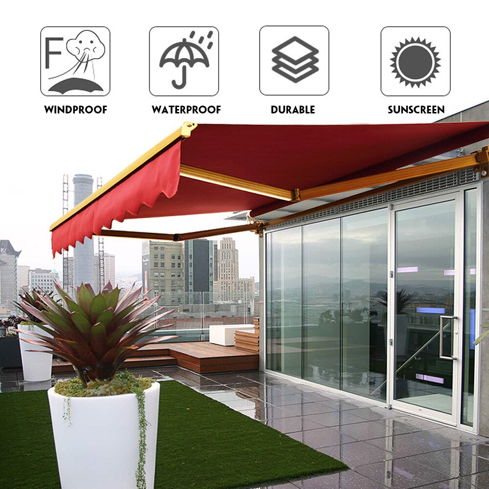 3*2.5m Rain-proof Outdoor Sun Shade Shelter Garden Patio Awning Cover Canopy Replacement Fabric NEW 6 Colors Gules
