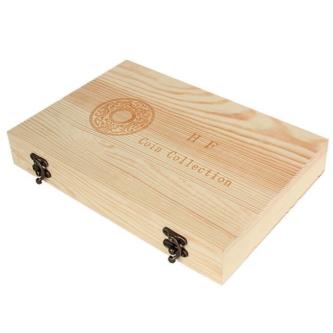 Wooden Coins Storage Box Case Holder For Certified Coin 40x Round
