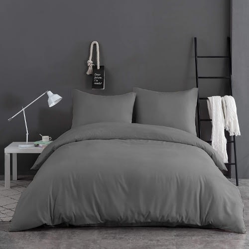 Plain Bedsheets And Duvet With 4 Pillow Cases - Grey