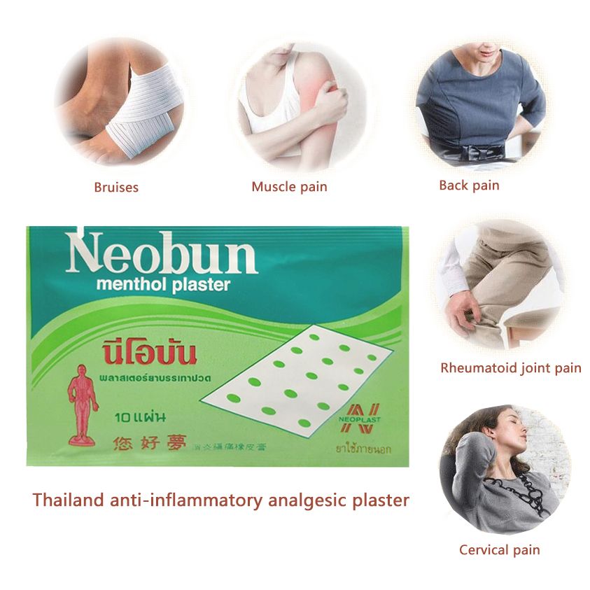 Waist Plaster Relief Arthrit 10pcs PainMuscle Rheumatism Pain Patch Thailand Neobun Anti-inflammatory Aches Treatment Menthol