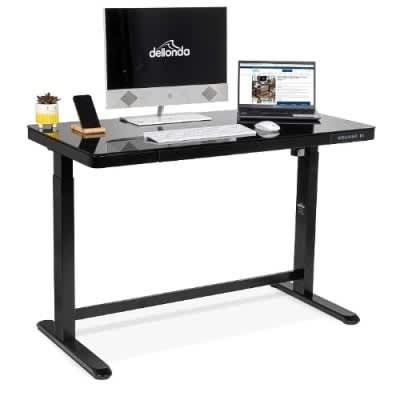 Adjustable Height Electric Desk With Glass Top